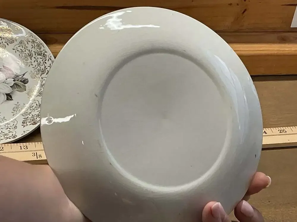 Vintage Gold Filigree Chintz Floral 6.5-Inch Dessert Plates Set of 2